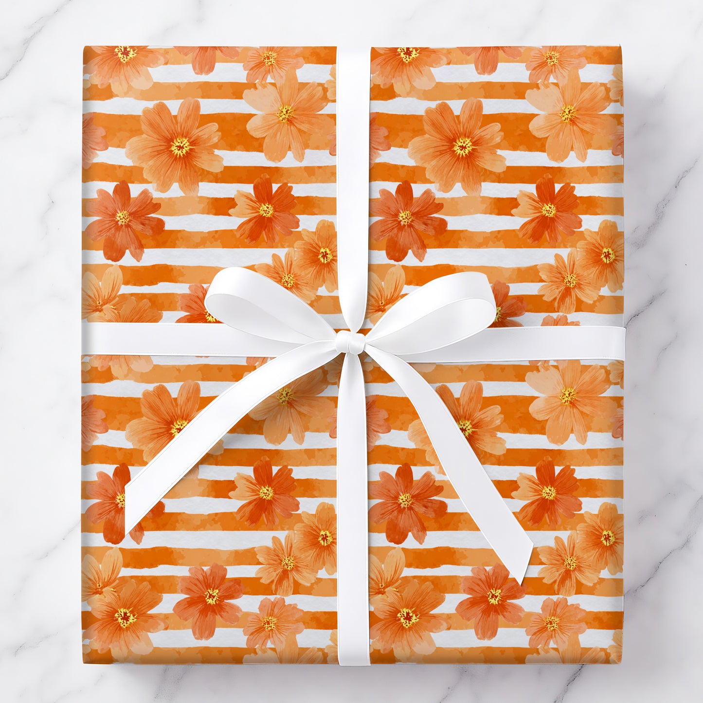 Orange Floral Stripes