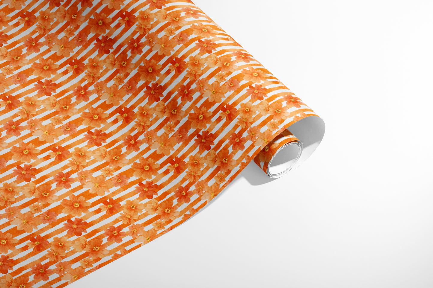 Orange Floral Stripes