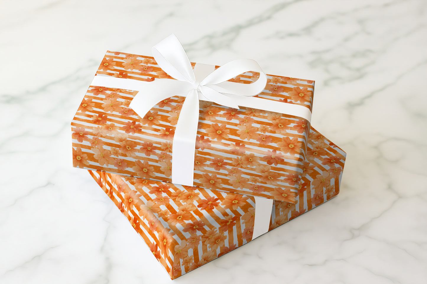Orange Floral Stripes