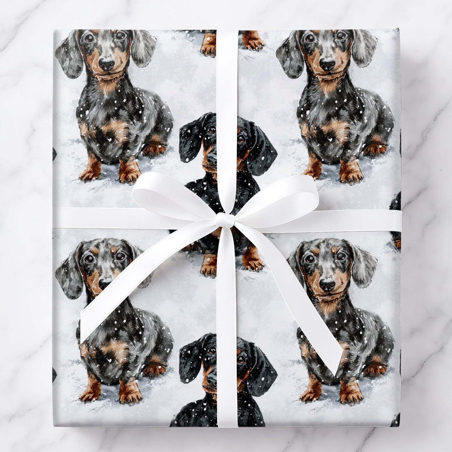 Snow-Kissed Dachshunds