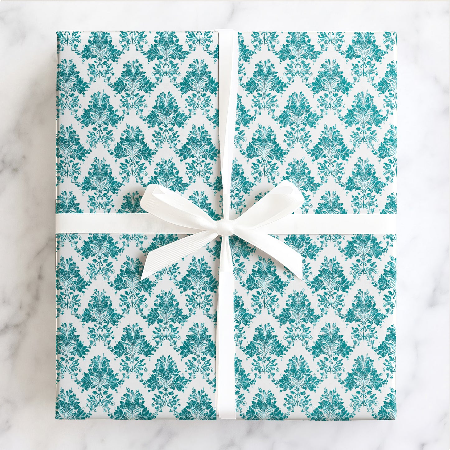 Teal Damask