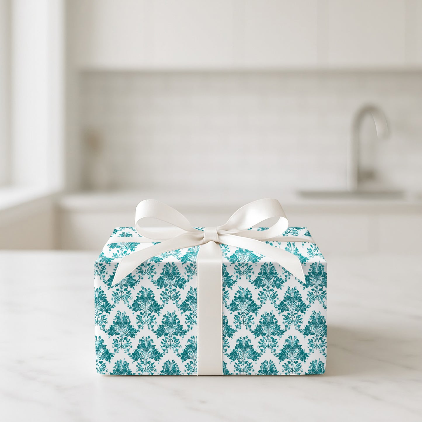 Teal Damask