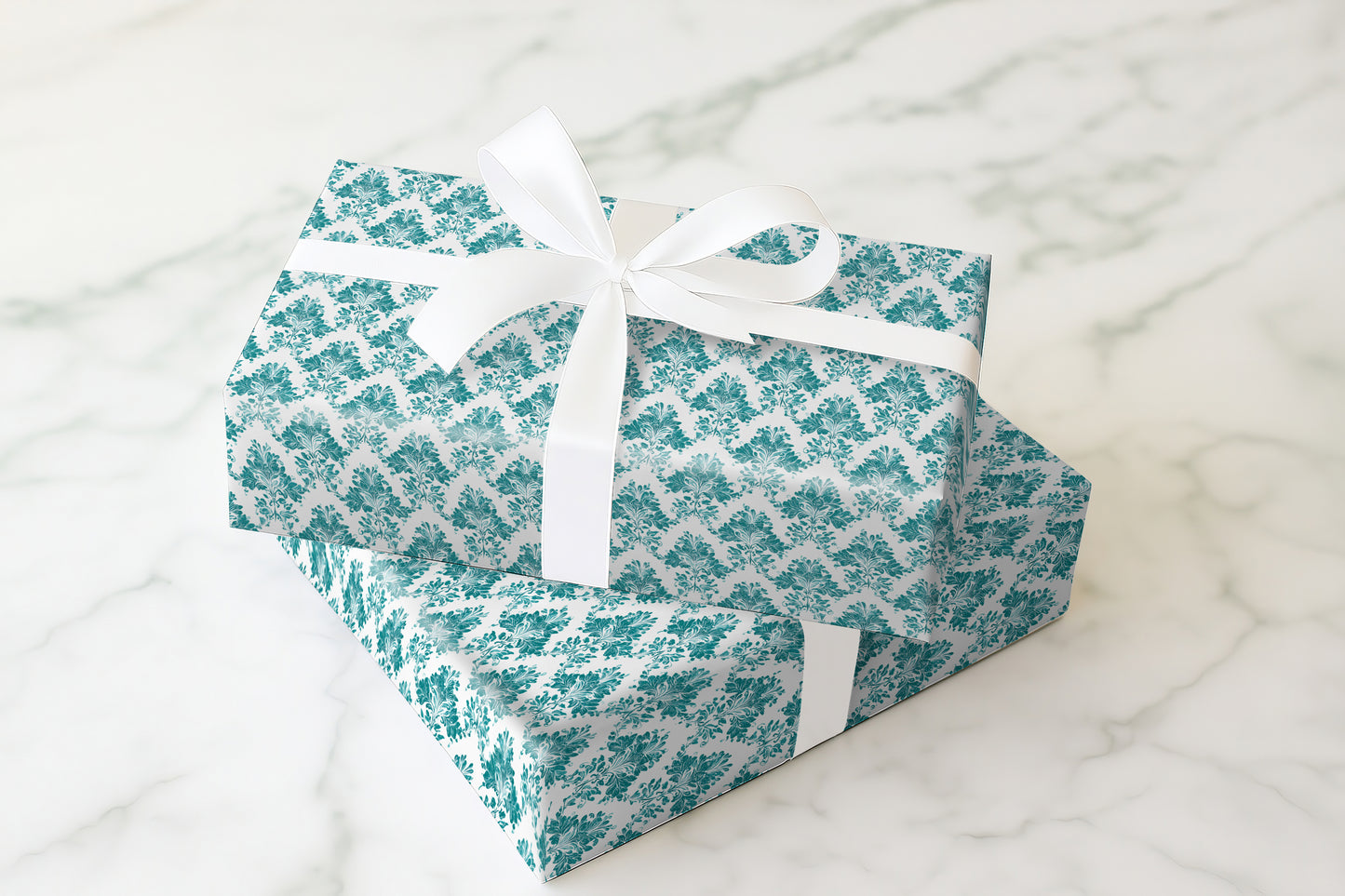 Teal Damask