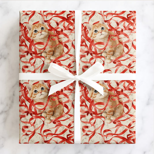 Cat Tangled in Ribbons