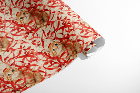 Cat Tangled in Ribbons