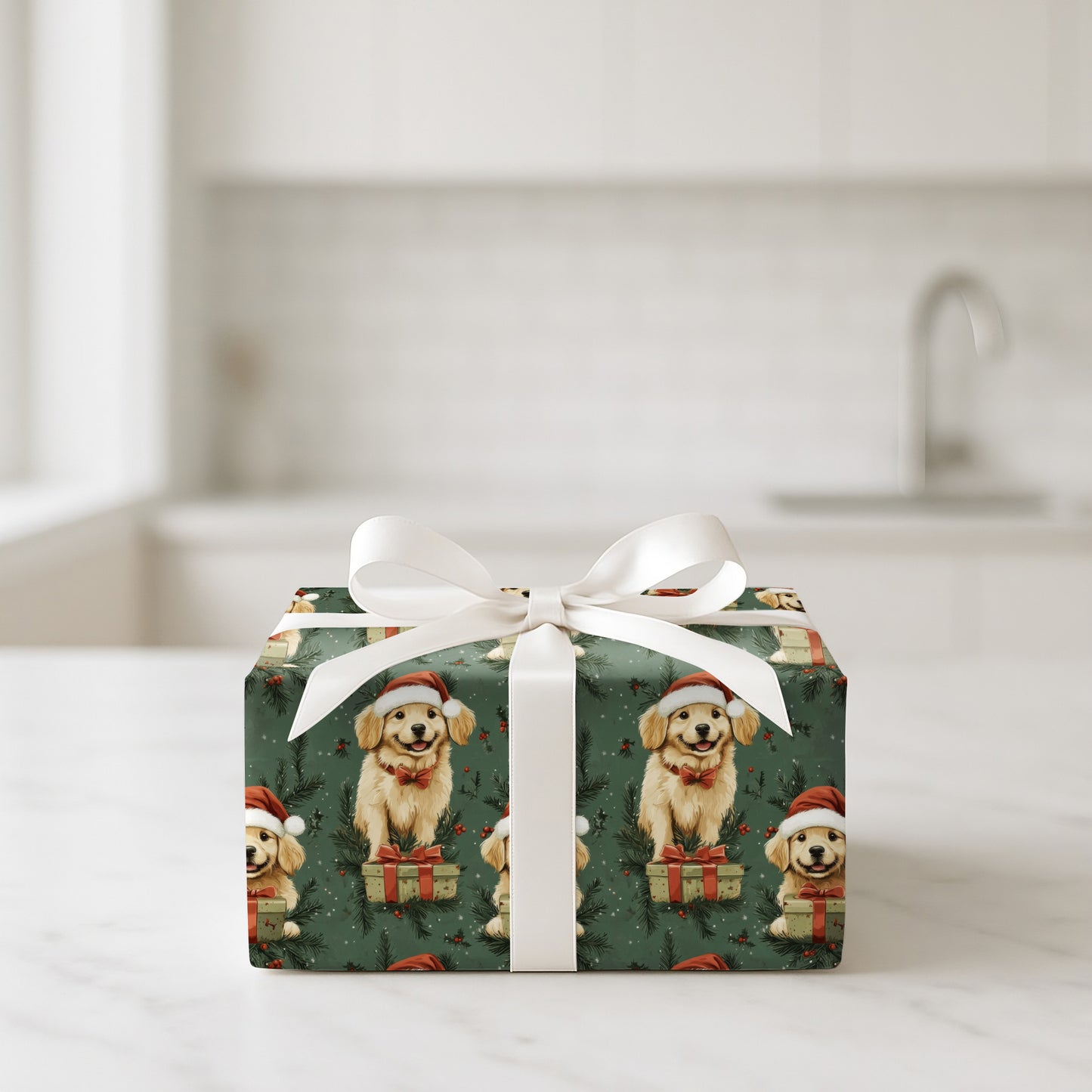 Golden Santa Paws