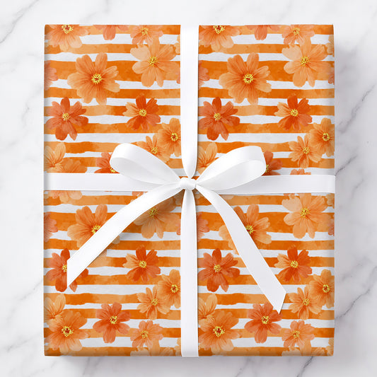 Orange Floral Stripes