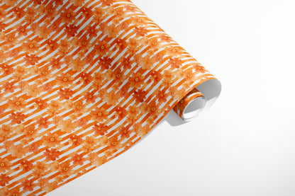 Orange Floral Stripes